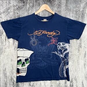 Vintage Y2K Ed Hardy Christian Audigier Death Before Dishonor T-shirt Men's L